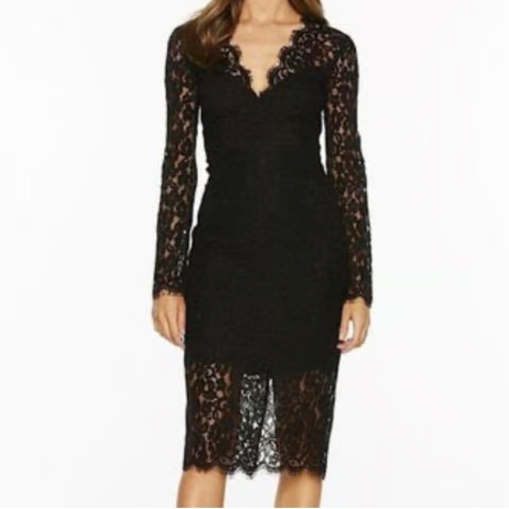 Bardot Black Sheath Dress Long Sleeve Sweetheart Neckline size 10